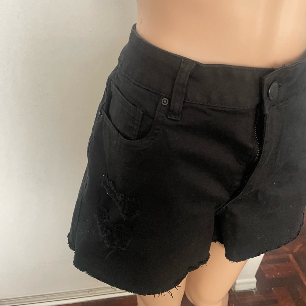 Women's Black Distressed Jean Shorts